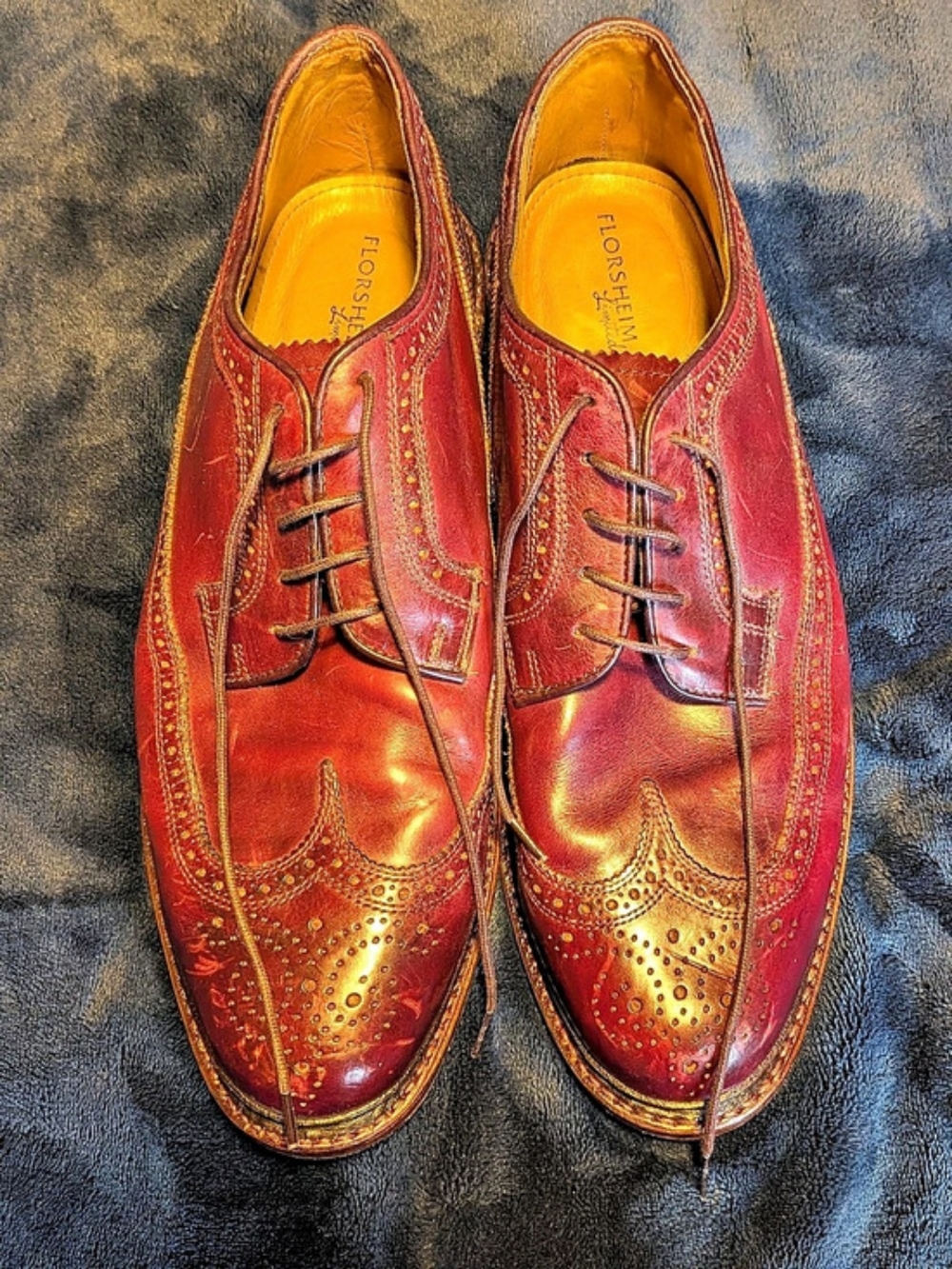 Florsheim Imperial Leather Brogue Oxfords in Red US 11.5 D